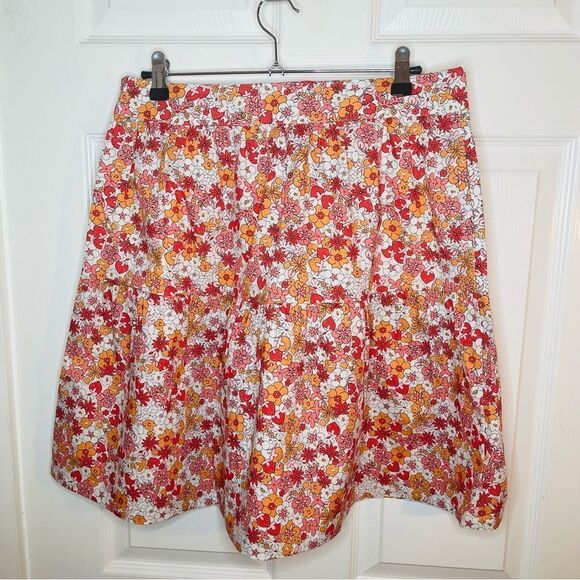 Modcloth Dolls On Parade Tiered Skirt Casusl Cotton Aline Mini Pink Orange L NWT - Picture 7 of 11